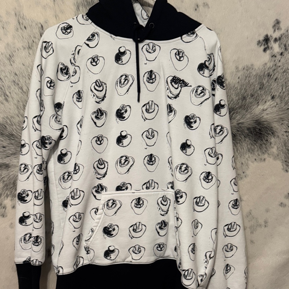 Hooey Black and White Cowboy Hat Hoodie